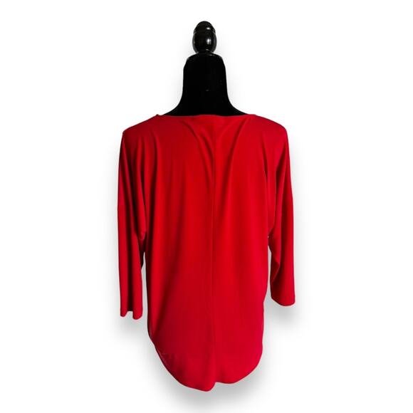 Chico's Womens Tunic Top Sz 1 8 M Red Dropped Shoulder Solid Knit - Picture 5 of 7